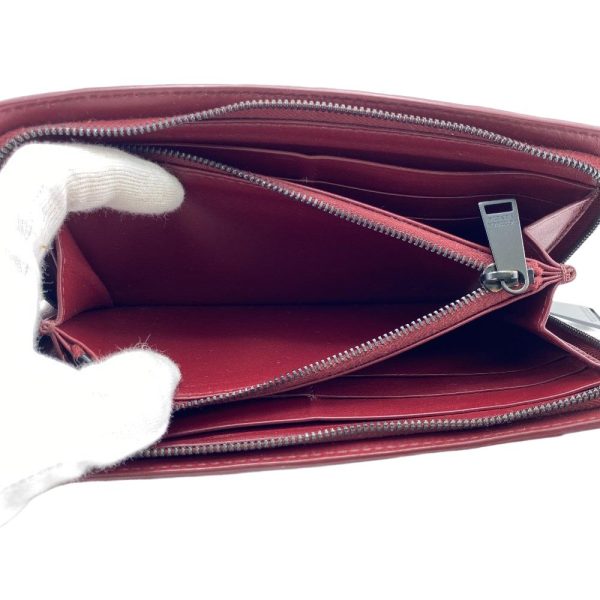 z0004267 10 BOTTEGAVENETA Round Zipper Maxi Intrecciato Long Wallet Red