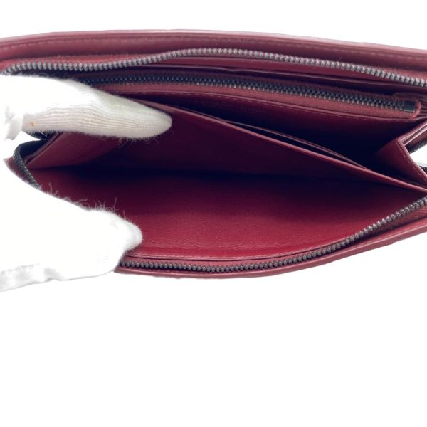 z0004267 12 BOTTEGAVENETA Round Zipper Maxi Intrecciato Long Wallet Red