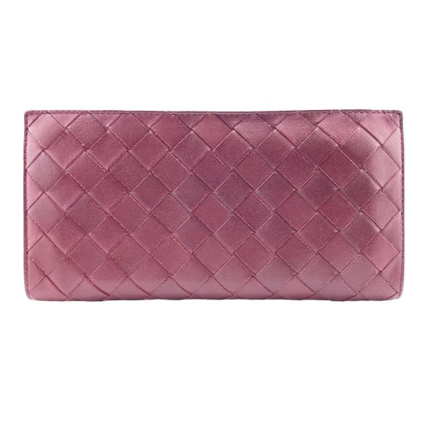 z0004267 2 BOTTEGAVENETA Round Zipper Maxi Intrecciato Long Wallet Red