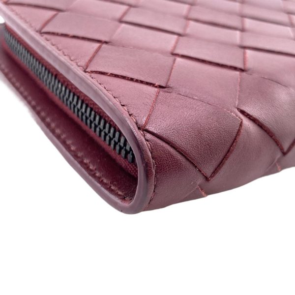 z0004267 4 BOTTEGAVENETA Round Zipper Maxi Intrecciato Long Wallet Red