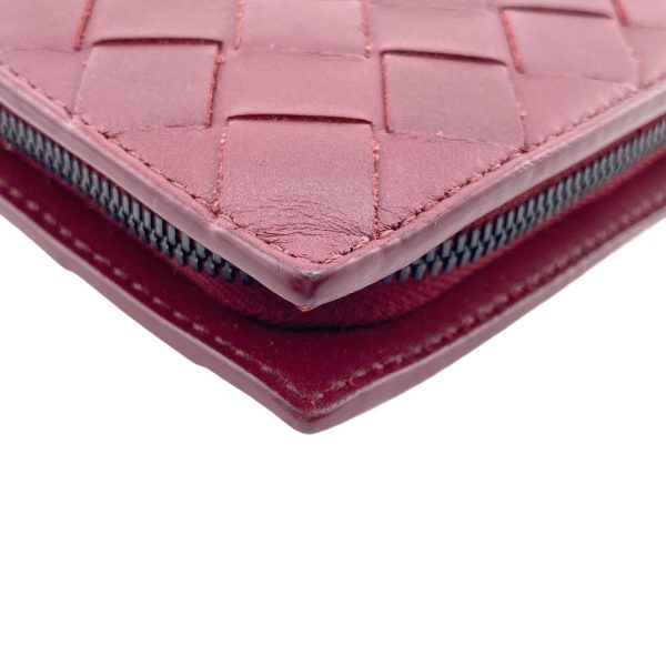 z0004267 5 BOTTEGAVENETA Round Zipper Maxi Intrecciato Long Wallet Red