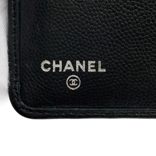 z0004297 15 CHANEL Caviar Skin Coco Mark Bifold Wallet Black