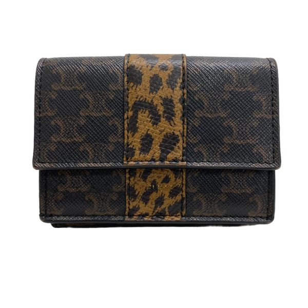 z0004516 2 CELINE Trifold Wallet Leopard Trifold Wallet Brown