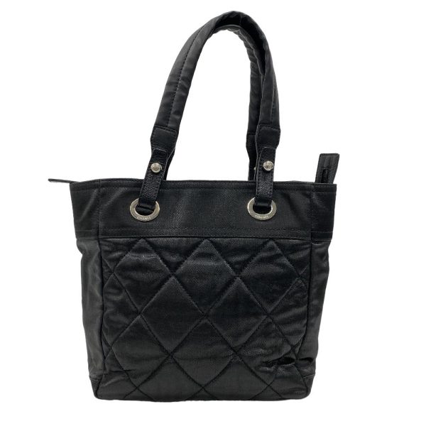 z0004517 2 CHANEL Paris Biarritz PM Tote Bag Matelasse Handbag Black