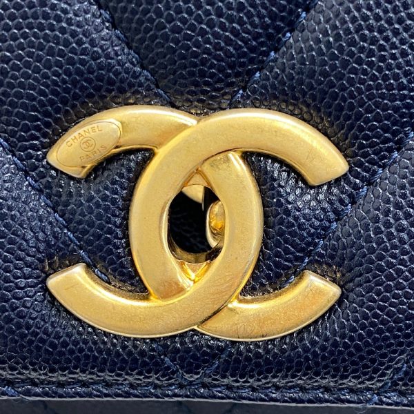 z0005260 11 CHANEL 2WAY Shoulder Bag V Stitch Coco Mark Handbag Navy