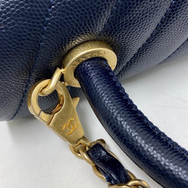 z0005260 6 CHANEL 2WAY Shoulder Bag V Stitch Coco Mark Handbag Navy