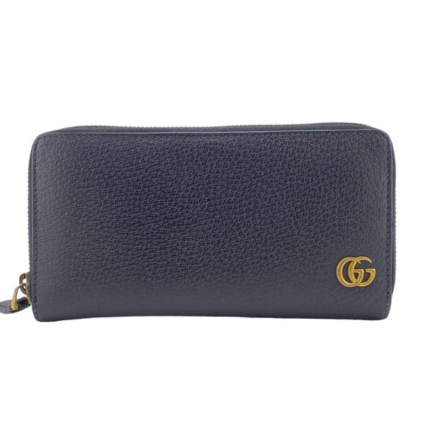 z0005329 1 GUCCI 428736 Round Zipper GG Long Wallet Black