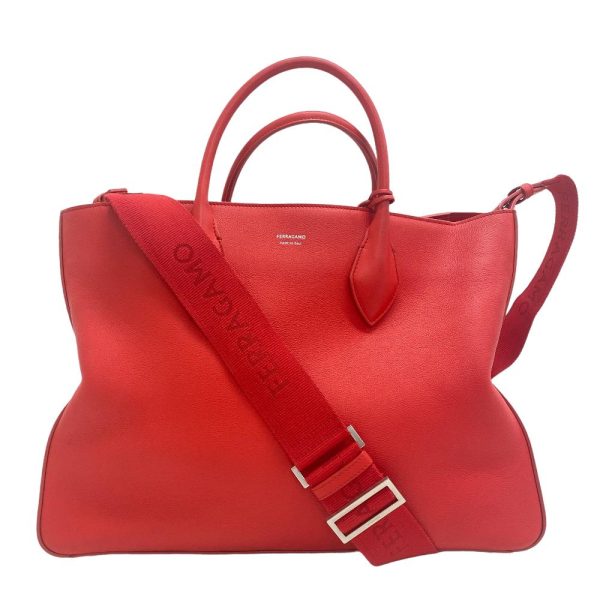 z0005620 1 Salvatore Ferragamo 2WAY Shoulder Bag Tote Bag Red