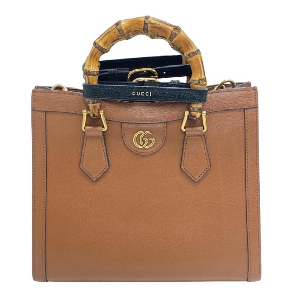 z0005822 1 GUCCI Diana 2way Bamboo Shoulder Bag Brown