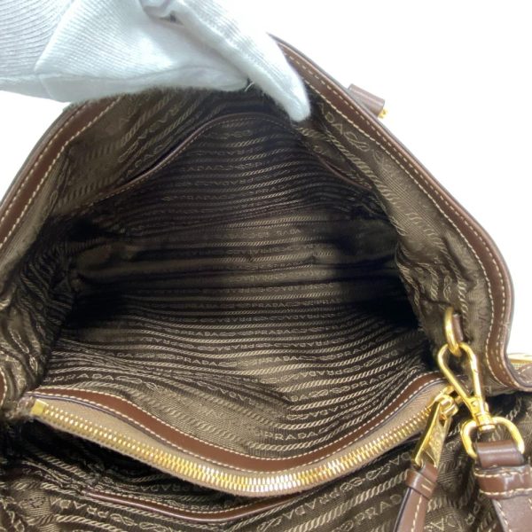 z0005839 6 PRADA Logo Jacquard 2WAY Shoulder Bag Handbag Khaki