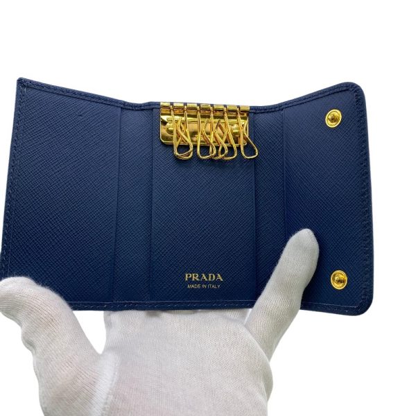 z0005876 7 PRADA 1PG004 Saffiano 6 row Key Case Blue