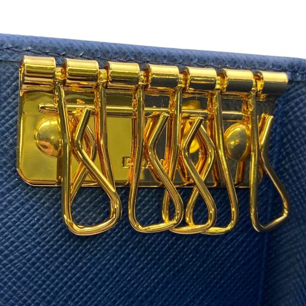 z0005876 9 PRADA 1PG004 Saffiano 6 row Key Case Blue