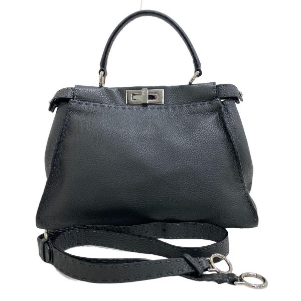 z0005926 1 FENDI Peekaboo Regular 2WAY Selleria Handbag Gray