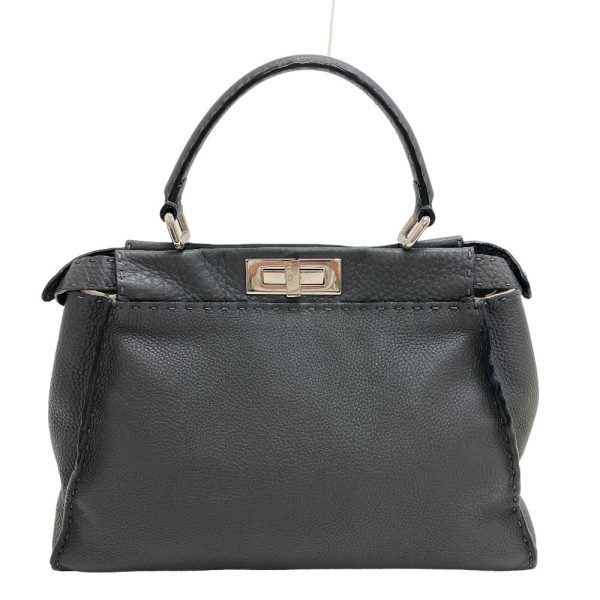 z0005926 2 FENDI Peekaboo Regular 2WAY Selleria Handbag Gray