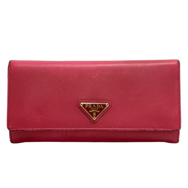 z0005937 1 PRADA 1MH132S Triangular Plate Long Wallet Pink