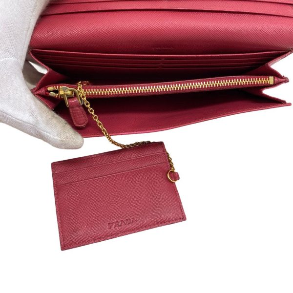 z0005937 9 PRADA 1MH132S Triangular Plate Long Wallet Pink