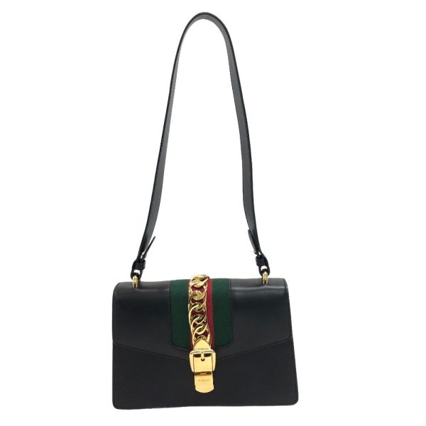 z0006035 1 GUCCI Sylvie Chain Sherry Line Shoulder Bag Black