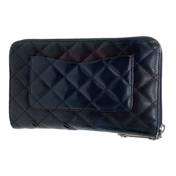 z0006038 2 CHANEL Cambon Line Round Zipper Coco Mark Long Wallet Black