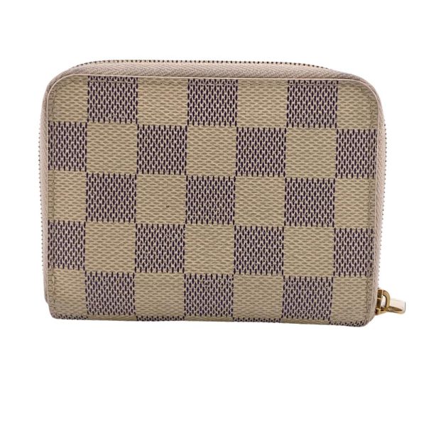 z0006155 2 LOUIS VUITTON N63069 Compact Round Zipper Zippy Coin Purse Damier Azur Coin Case White