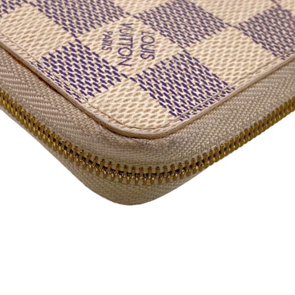 z0006155 5 LOUIS VUITTON N63069 Compact Round Zipper Zippy Coin Purse Damier Azur Coin Case White