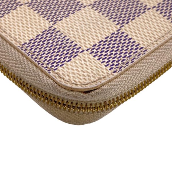 z0006155 6 LOUIS VUITTON N63069 Compact Round Zipper Zippy Coin Purse Damier Azur Coin Case White