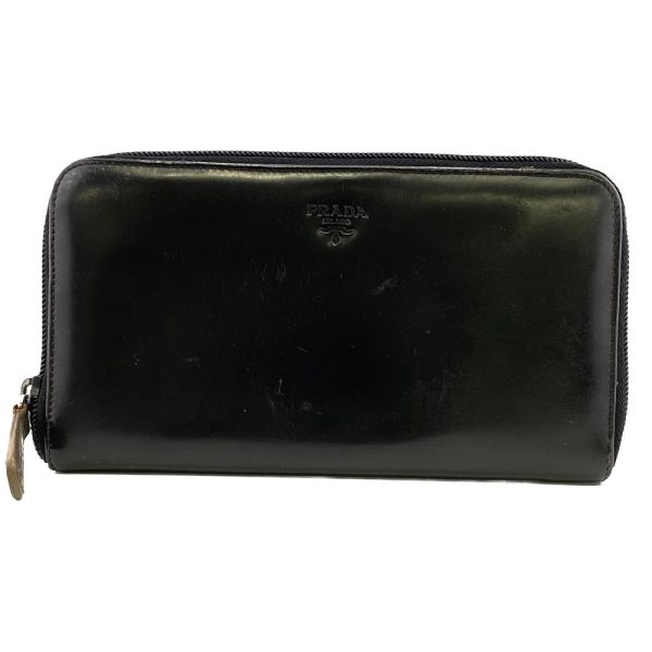 z0006251 1 PRADA round zipper long wallet black