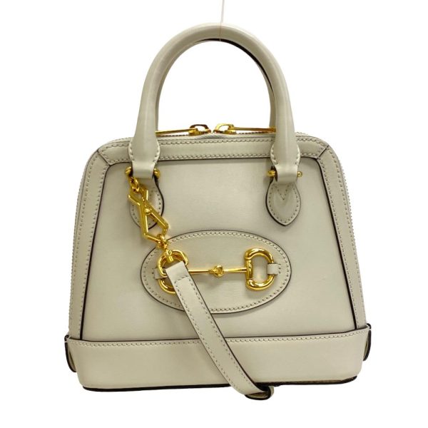 z0006336 1 GUCCI 2WAY Shoulder Bag Horsebit Handbag White