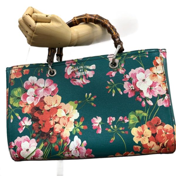 z0006393 19 GUCCI 323660 Bamboo Flower GG Blooms Handbag Green