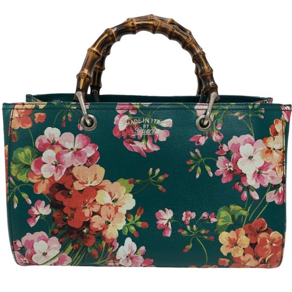 z0006393 2 GUCCI 323660 Bamboo Flower GG Blooms Handbag Green