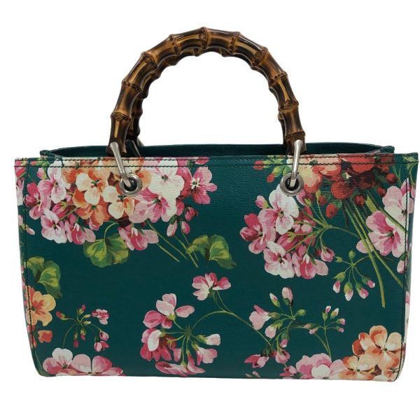 z0006393 3 GUCCI 323660 Bamboo Flower GG Blooms Handbag Green