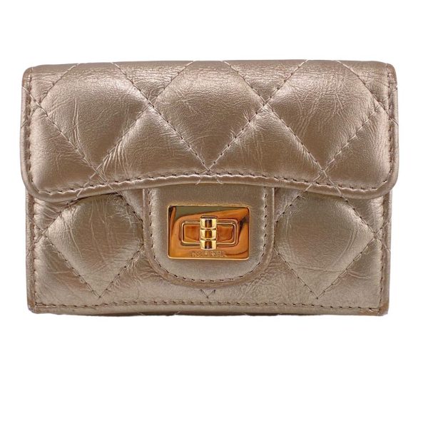 z0006511 1 CHANEL Compact Wallet Trifold Wallet Gold