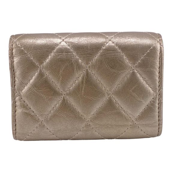 z0006511 2 CHANEL Compact Wallet Trifold Wallet Gold