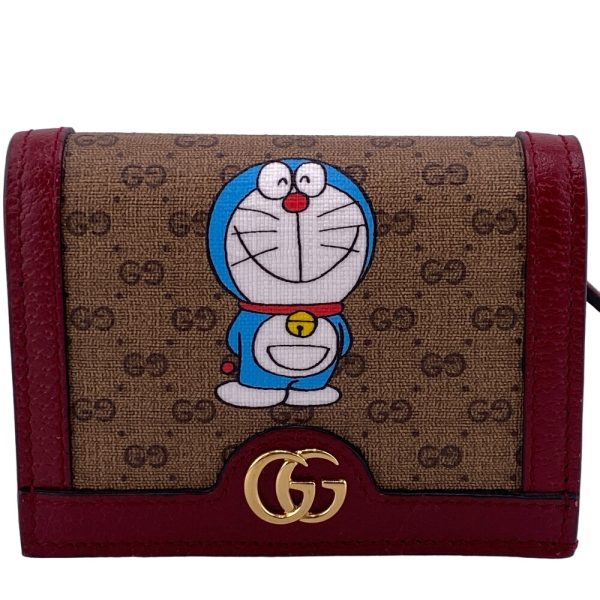 z0006596 1 GUCCI Doraemon Compact Mini GG Supreme Wallet Brown