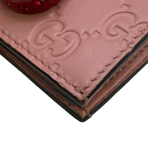 z0006664 5 GUCCI 476050 Cherry Compact Wallet GG Supreme Wallet Pink