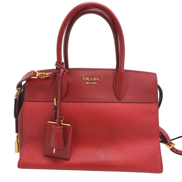 z0006683 1 PRADA 1BA103 Saffiano Esplanade 2WAY Shoulder Bag Handbag Red