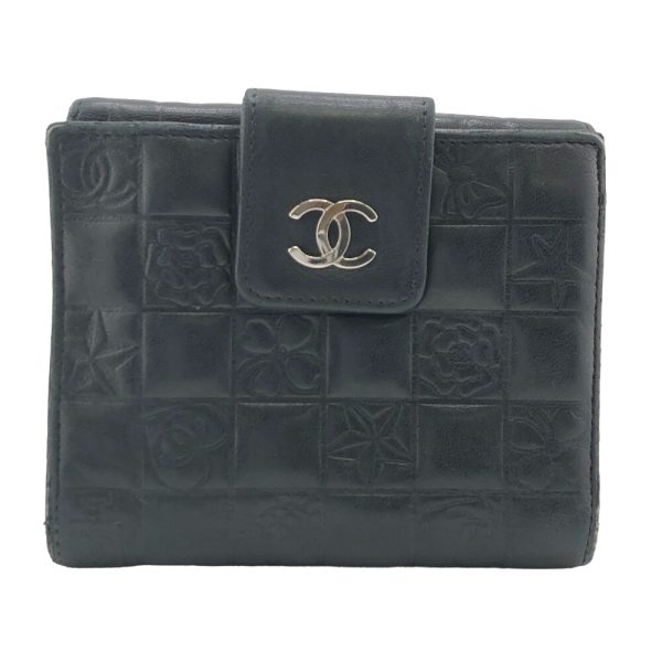 z0006810 1 CHANEL Icon Line Coco Mark Bifold Wallet Black