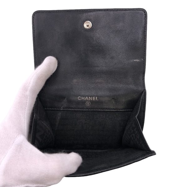 z0006810 11 CHANEL Icon Line Coco Mark Bifold Wallet Black