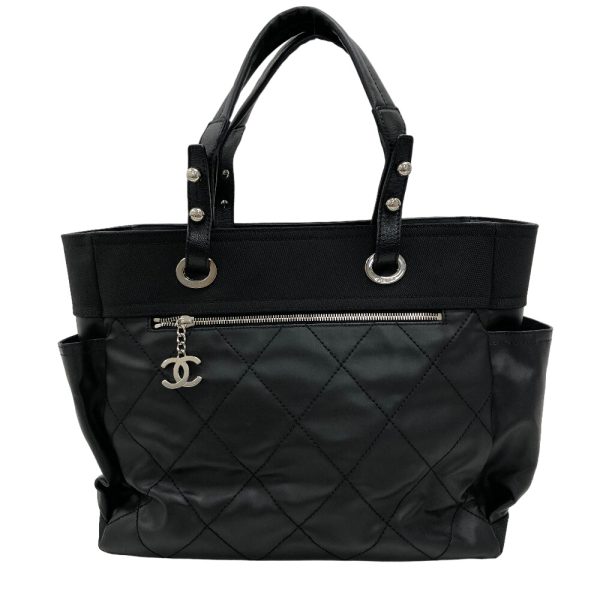 z0006823 1 CHANEL Paris Biarritz GM Coco Mark Handbag Black