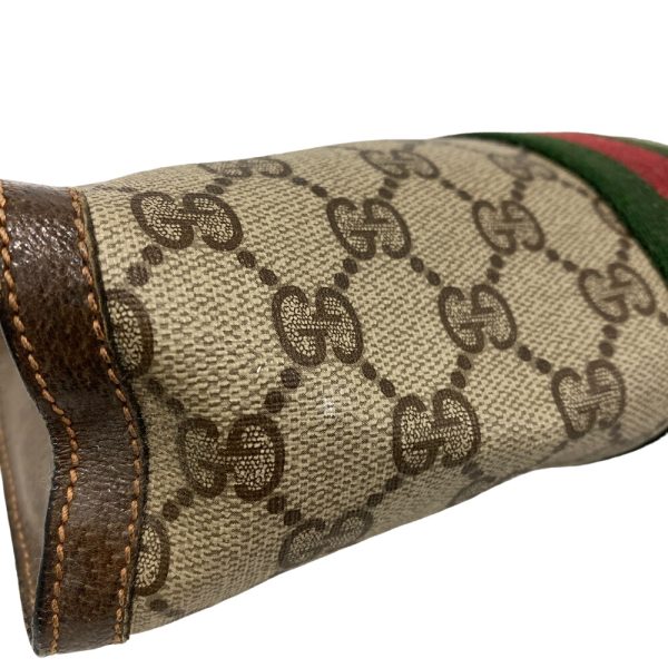 z0006926 4 GUCCI Old Clutch Bag Vintage Sherry Line GG Pattern Shoulder Bag Brown