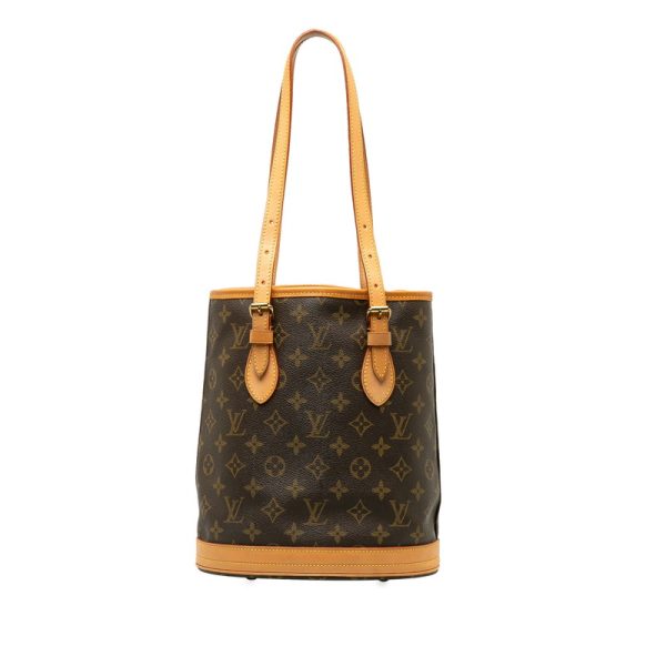 z1oama40p200jvwe 1 Louis Vuitton Monogram Petit Bucket PM Tote Shoulder Bag Brown