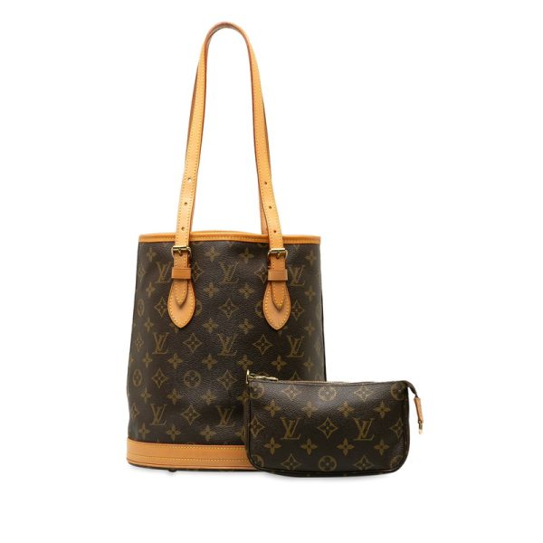 z1oama40p200jvwe 14 Louis Vuitton Monogram Petit Bucket PM Tote Shoulder Bag Brown