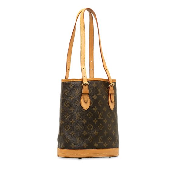 z1oama40p200jvwe 2 Louis Vuitton Monogram Petit Bucket PM Tote Shoulder Bag Brown