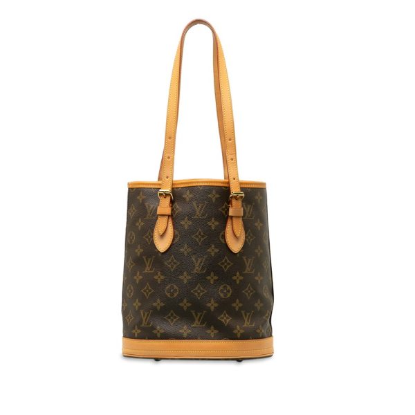 z1oama40p200jvwe 3 Louis Vuitton Monogram Petit Bucket PM Tote Shoulder Bag Brown