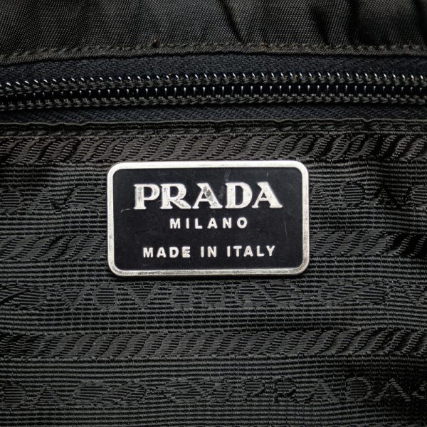 z6mkcaf48brc1ch5 6 Prada Triangle Logo Plate Saffiano Shoulder Bag Black Nylon Leather