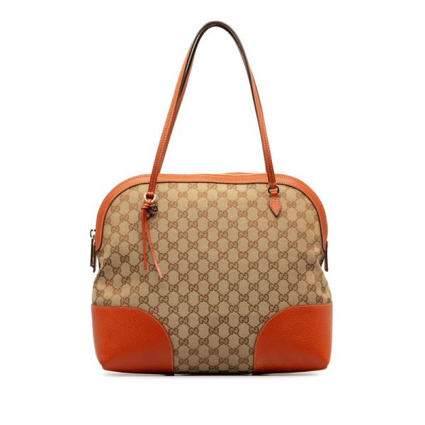 zb0qs1swid71gglb 1 Gucci GG Canvas Shoulder Bag Beige Orange Leather