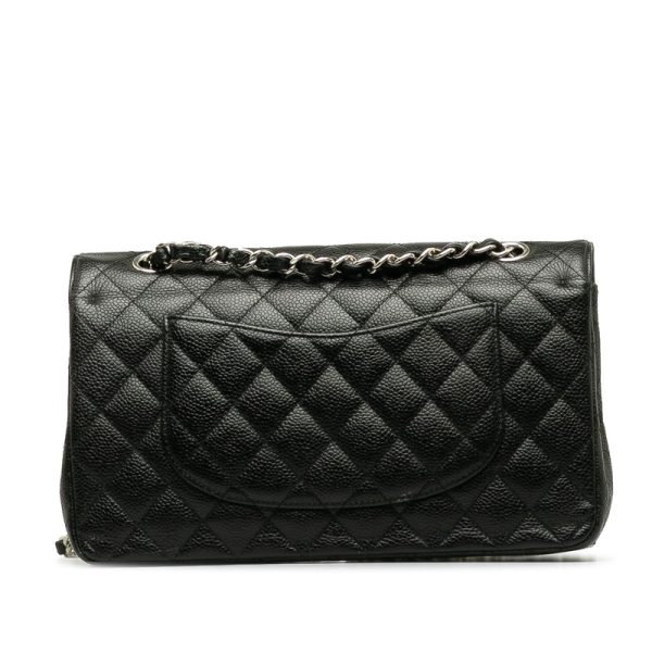 zf1j34bdicn2j2ii 3 CHANEL Matelasse 25 Coco Mark Double Flap Silver Hardware Chain Shoulder Bag Black Caviar Skin