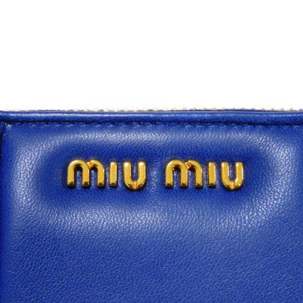 02132h 18 Miu Miu Long Wallet Matelasse Patch Wallet Nappa Blue