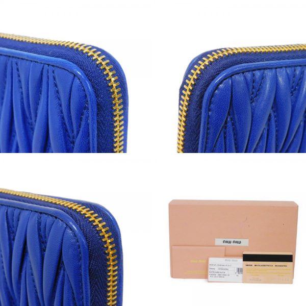 02132h 20 combine Miu Miu Long Wallet Matelasse Patch Wallet Nappa Blue