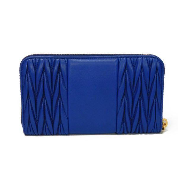 02132h 3 Miu Miu Long Wallet Matelasse Patch Wallet Nappa Blue