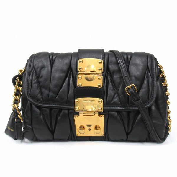 026 202405160431 1 Miu Miu Matelasse Nappa Chain Shoulder Bag Black